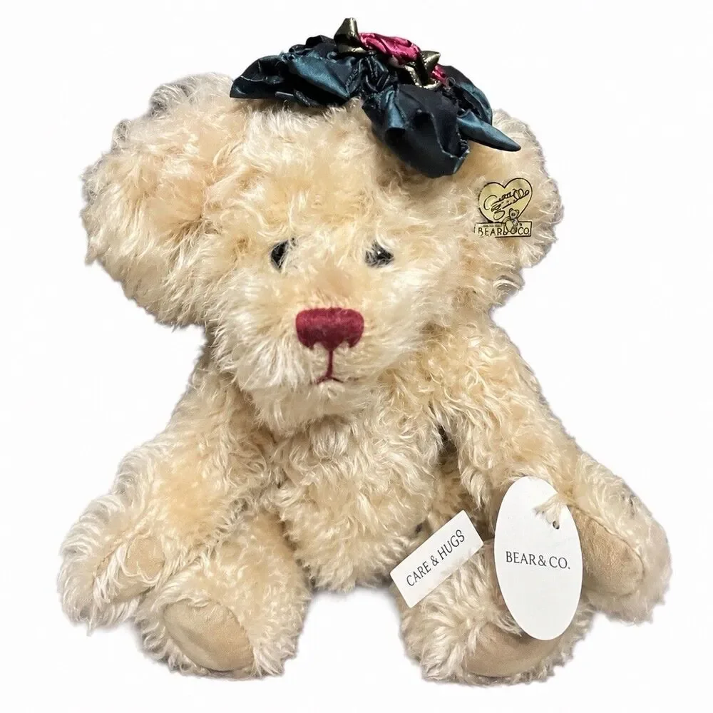 Vintage Annette Funicello Collectible Mohair Teddy Bear Jointed 13 Inch Tags Pin